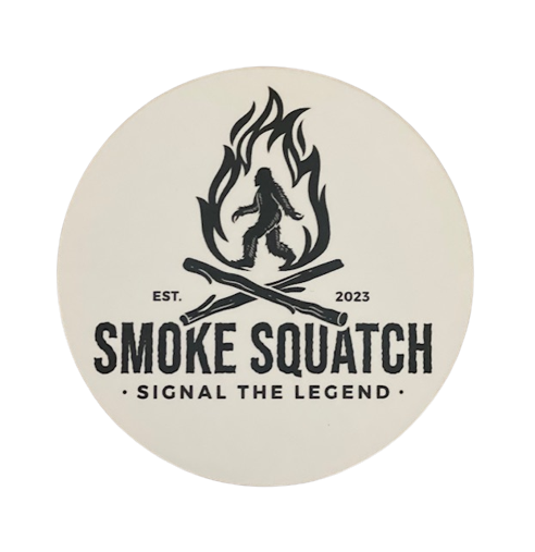 Smoke Squatch sticker - White Circle with black and white logo