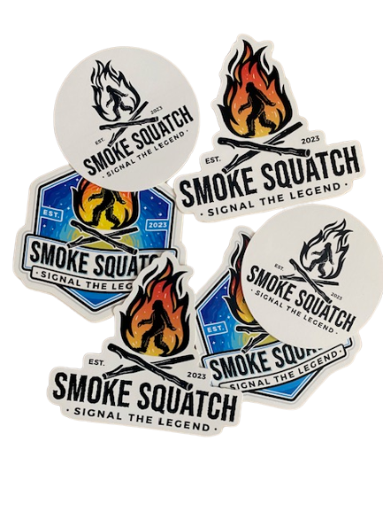 Pile of all Smoke Squatch Stickers